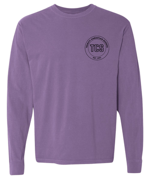 LONGINUS・CASSIUS BLACKLETTER T-Shirt (WHITE×PURPLE) Trinity TCS Circle Est 1991 Adult Comfort Colors Long Sleeve